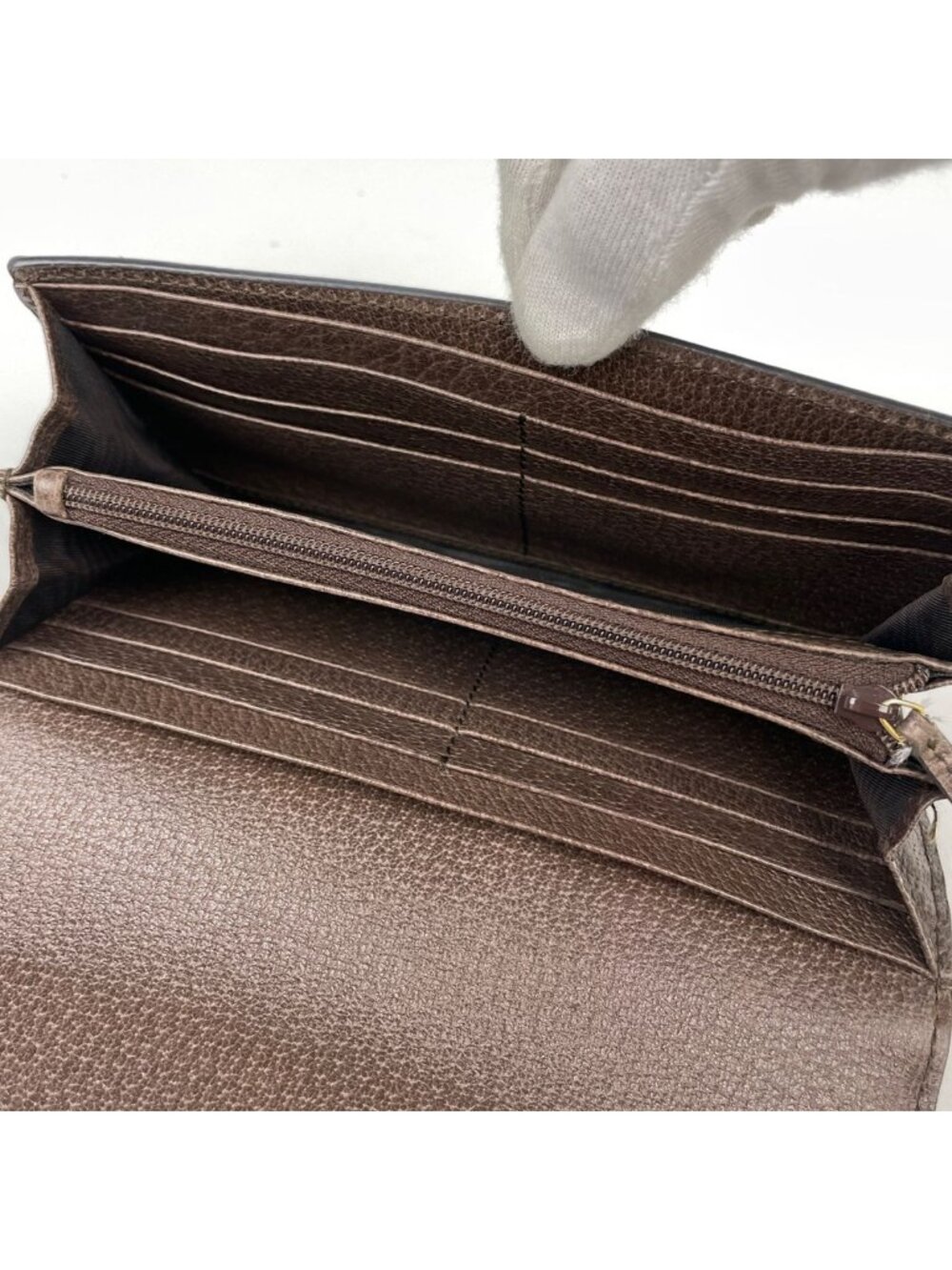 Gucci Wallet GG Pattern Sherry Line Web Beige Green - Picture 9 of 10